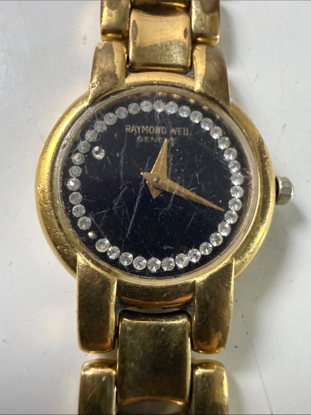 Raymond Weil Gold and Black Crystal-Accented Bracelet Watch